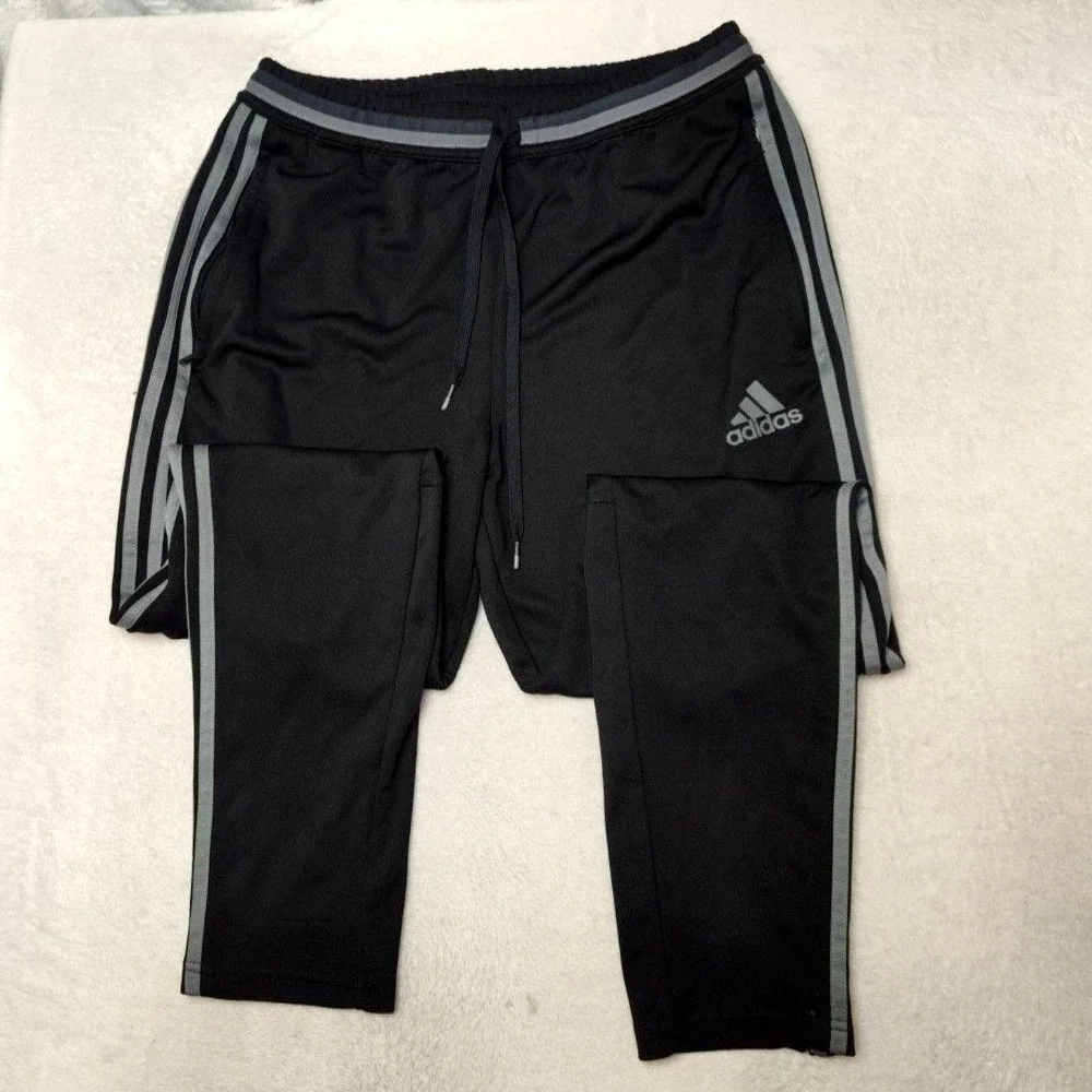 Adidas Track Pants Mens L Black Climalite Slim Tapered Zip Pocket Condivo Soccer